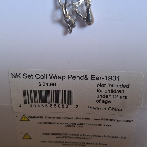 Oceana Trading Island Accessories Coil Wrap Pendant & Earrings Set - NEW - Picture 5 of 6